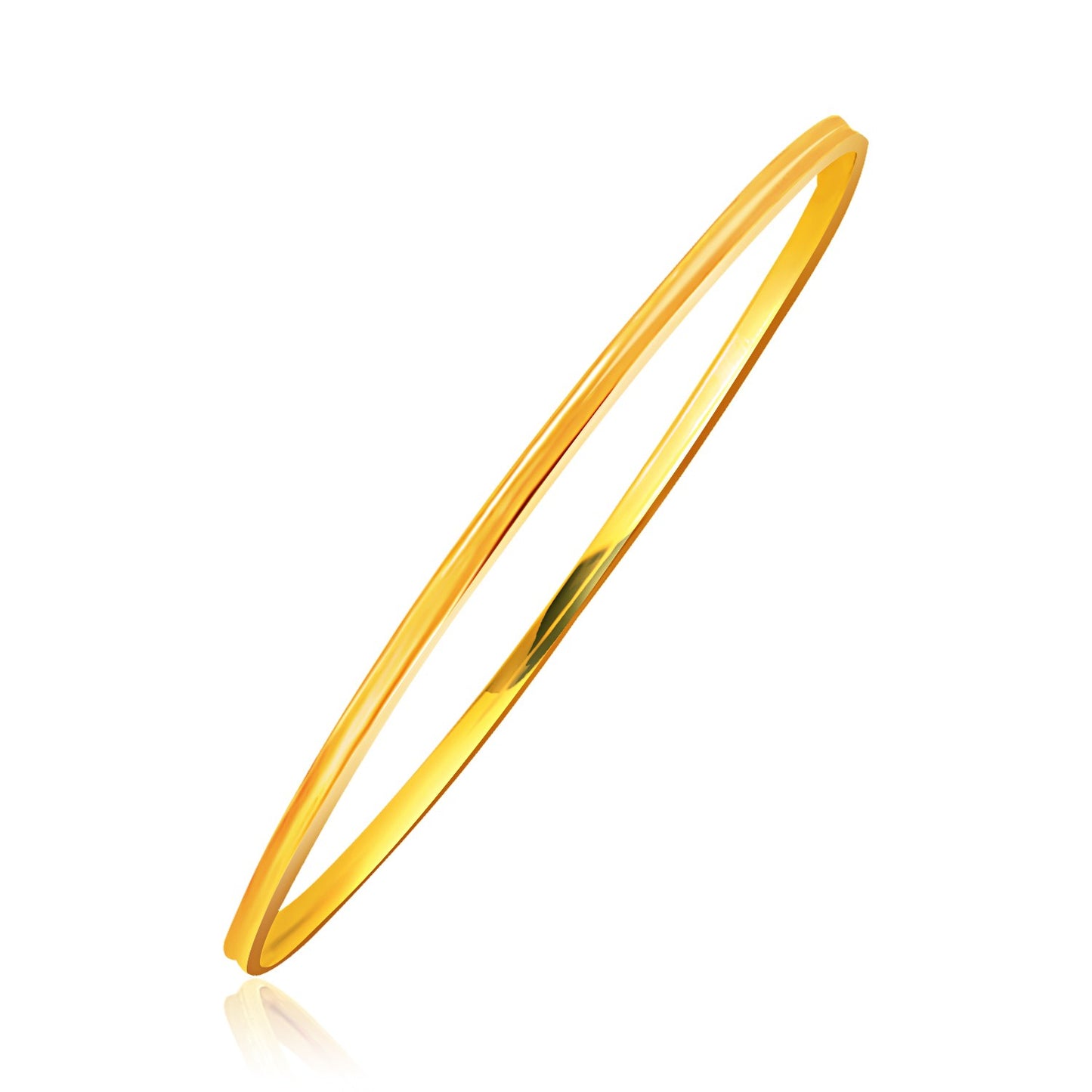 14k Yellow Gold Concave Motif Thin Stackable Bangle (3.15 mm)