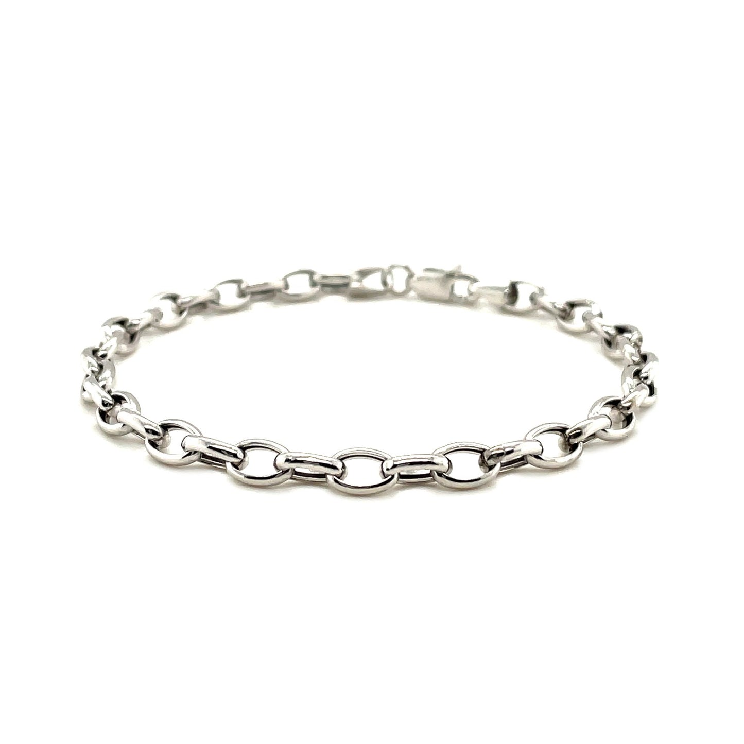 14k White Gold Oval Rolo Bracelet (4.60 mm)
