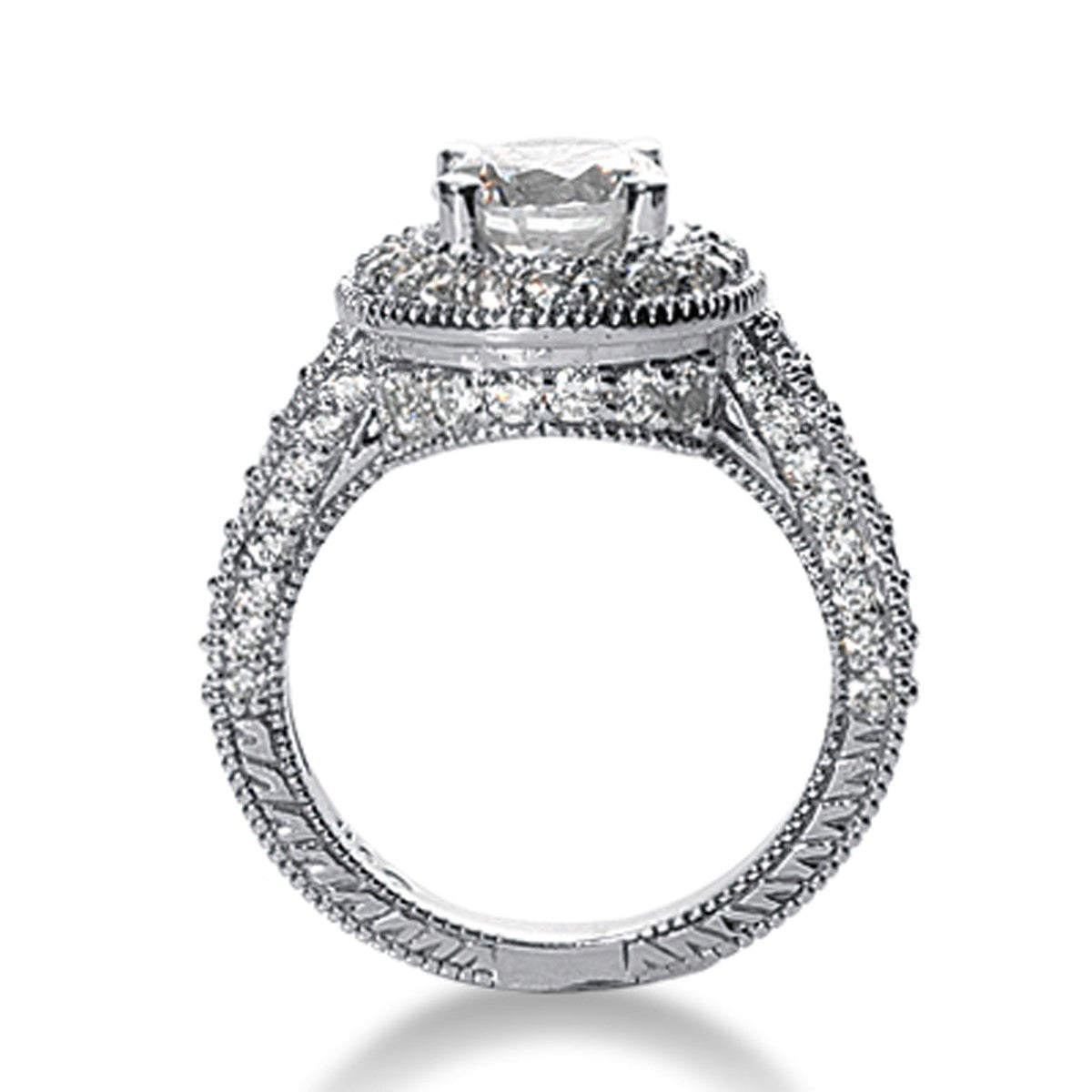 14k Vintage Halo Diamond Semi-Mount