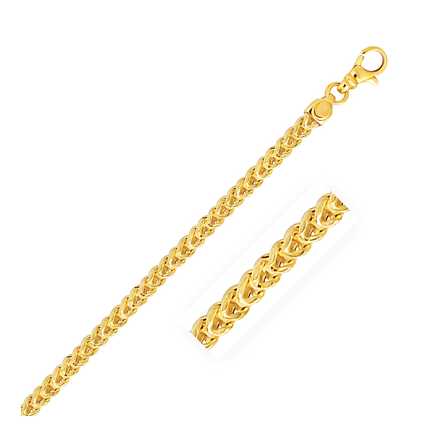 14k Yellow Gold Square Franco Bracelet (4.40 mm)