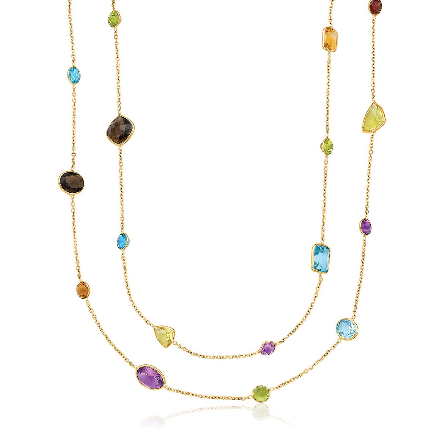 14k Doubled Multi Gem Necklace