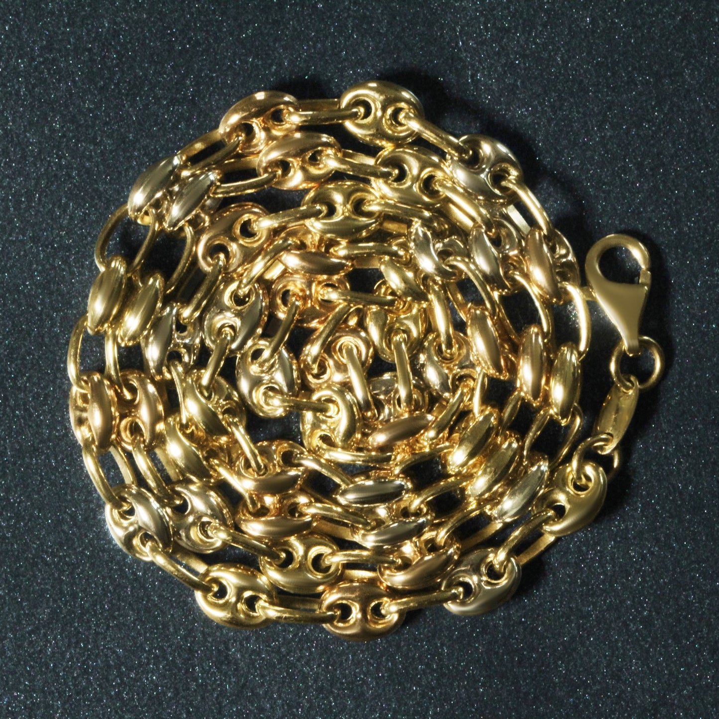 14k Tri Color Puffed Mariner Chain