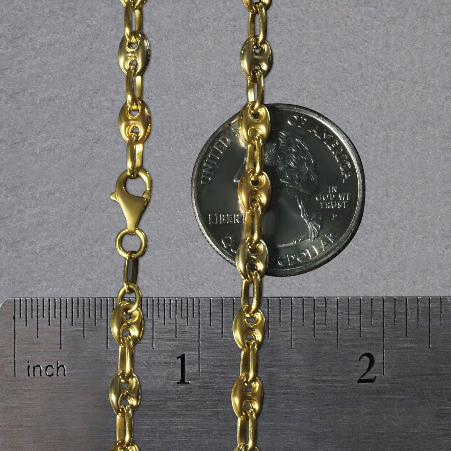 14k Tri Color Puffed Mariner Chain