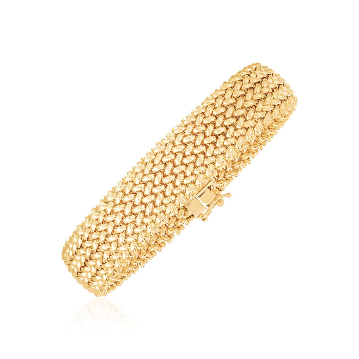 14k Yellow Gold High Polish Thick Braided Bracelet (14.50 mm)