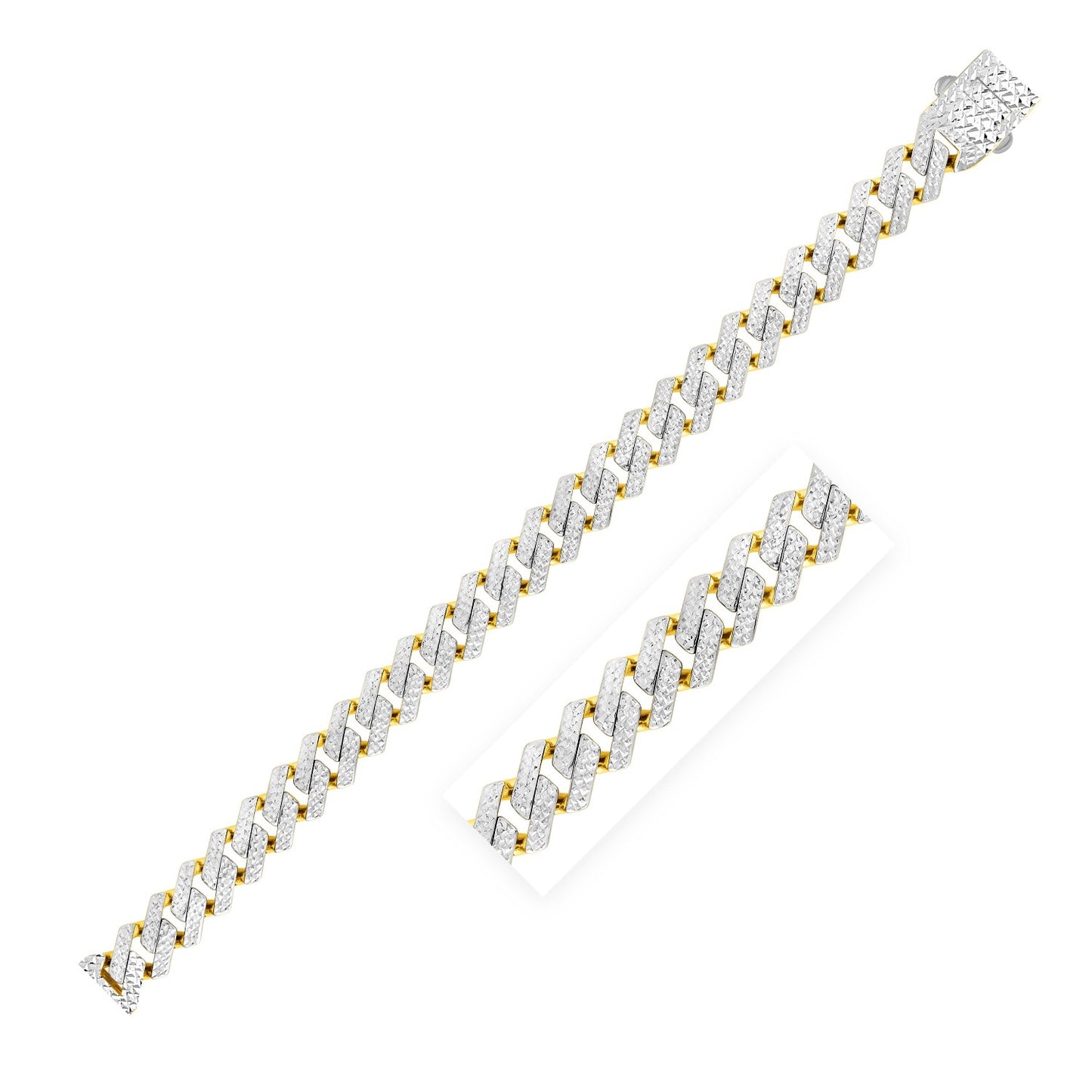 14k Yellow Gold x White Pave Edge Chain (11.50 mm)