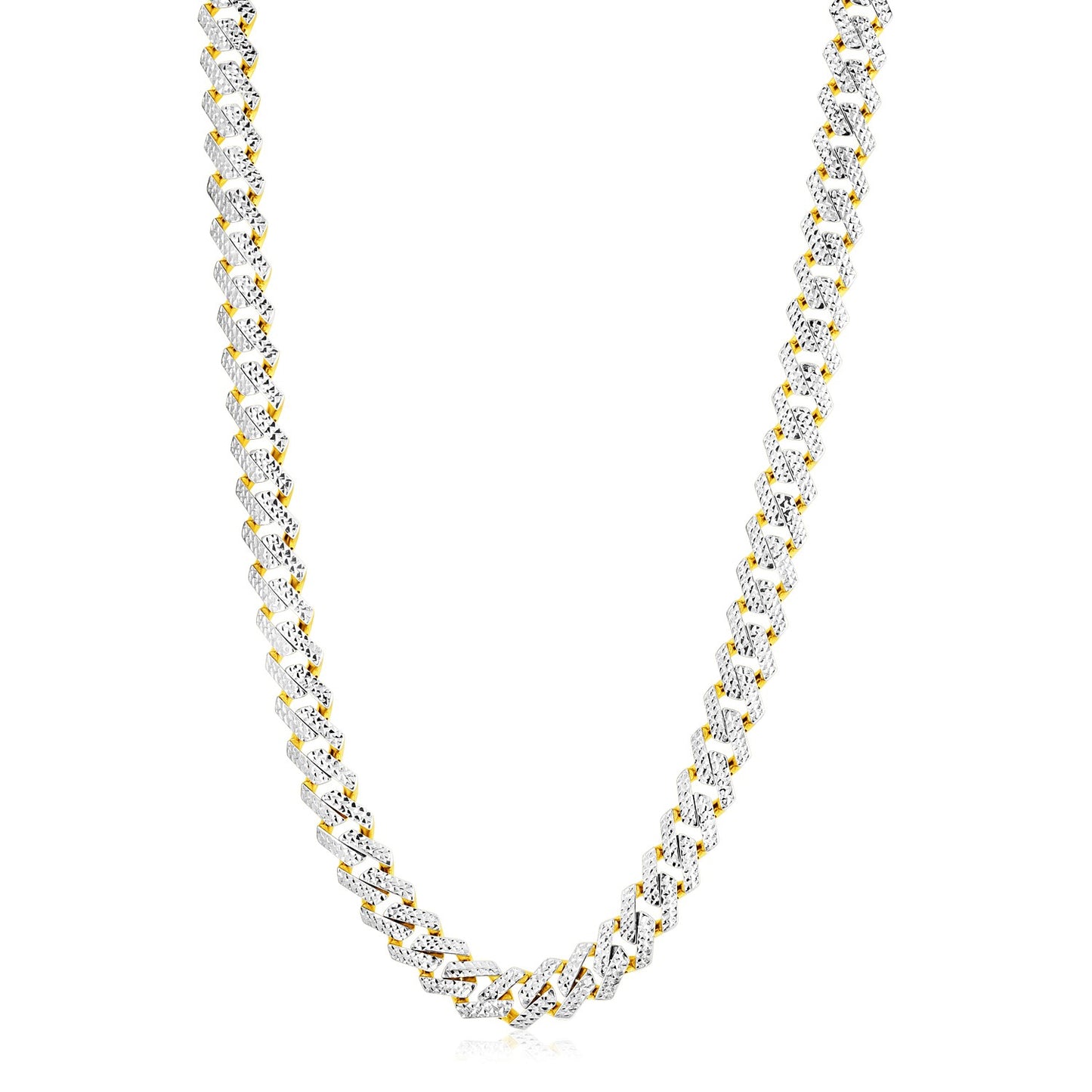 14k Yellow Gold x White Pave Edge Chain (11.50 mm)