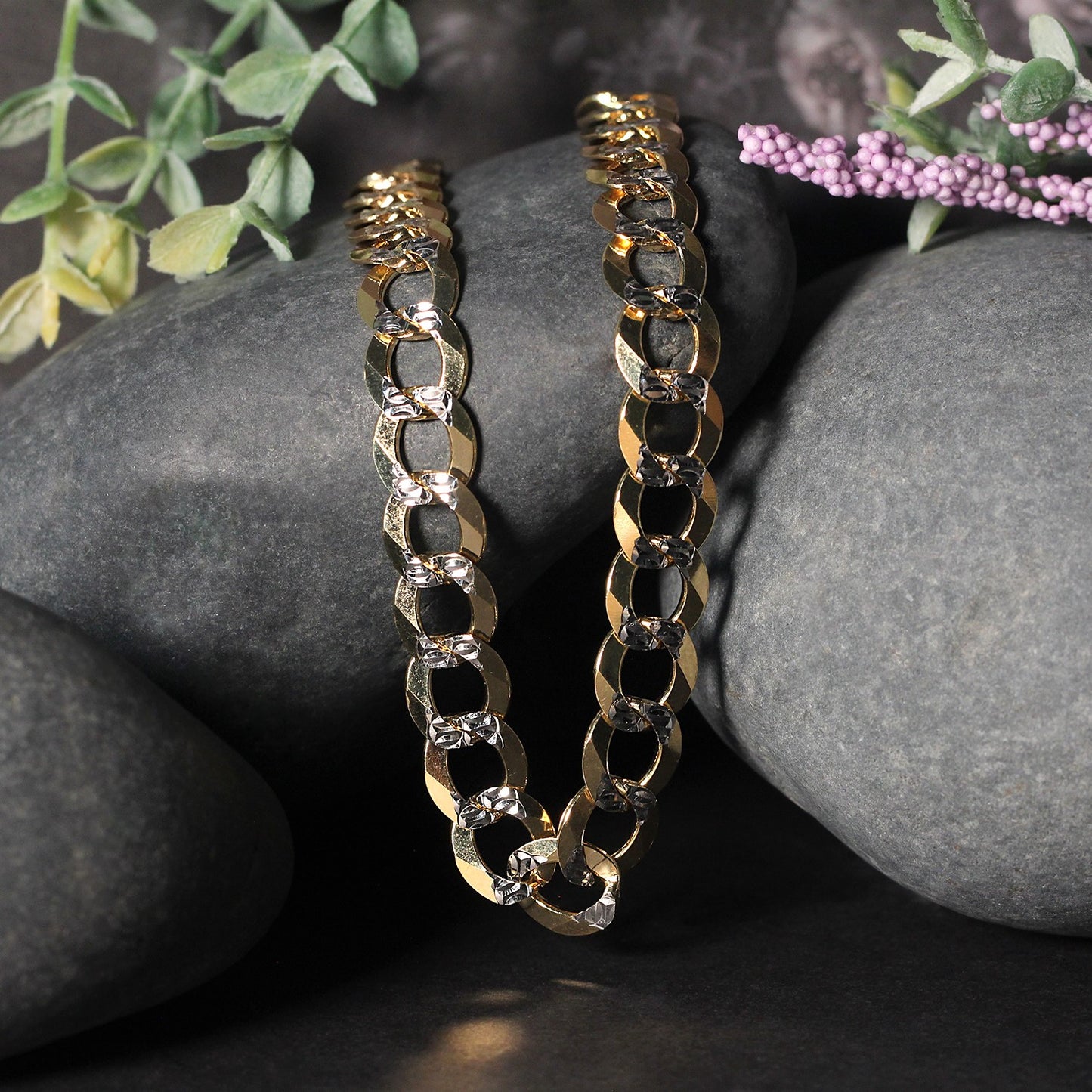 14k Gold Pavé Curb Chain