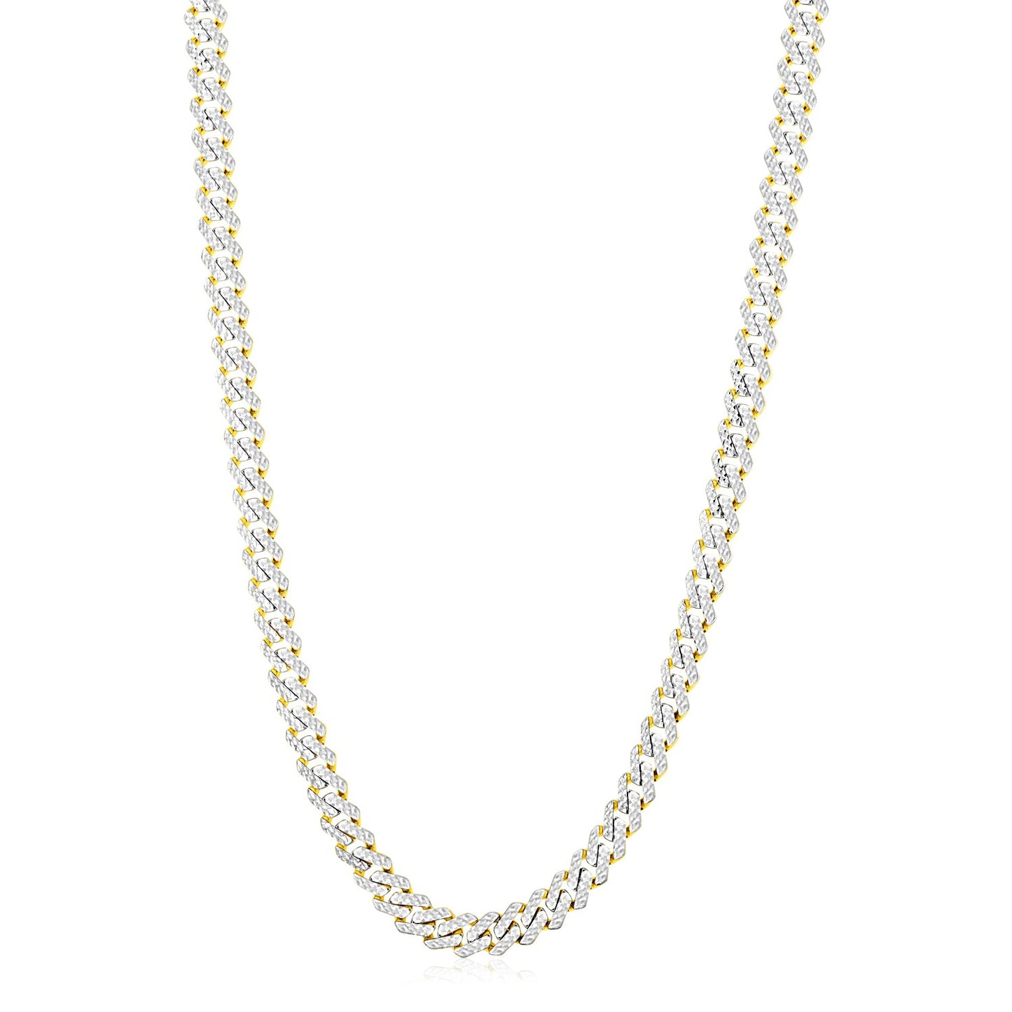 14k Yellow Gold x White Pave Edge Chain (8.00 mm)