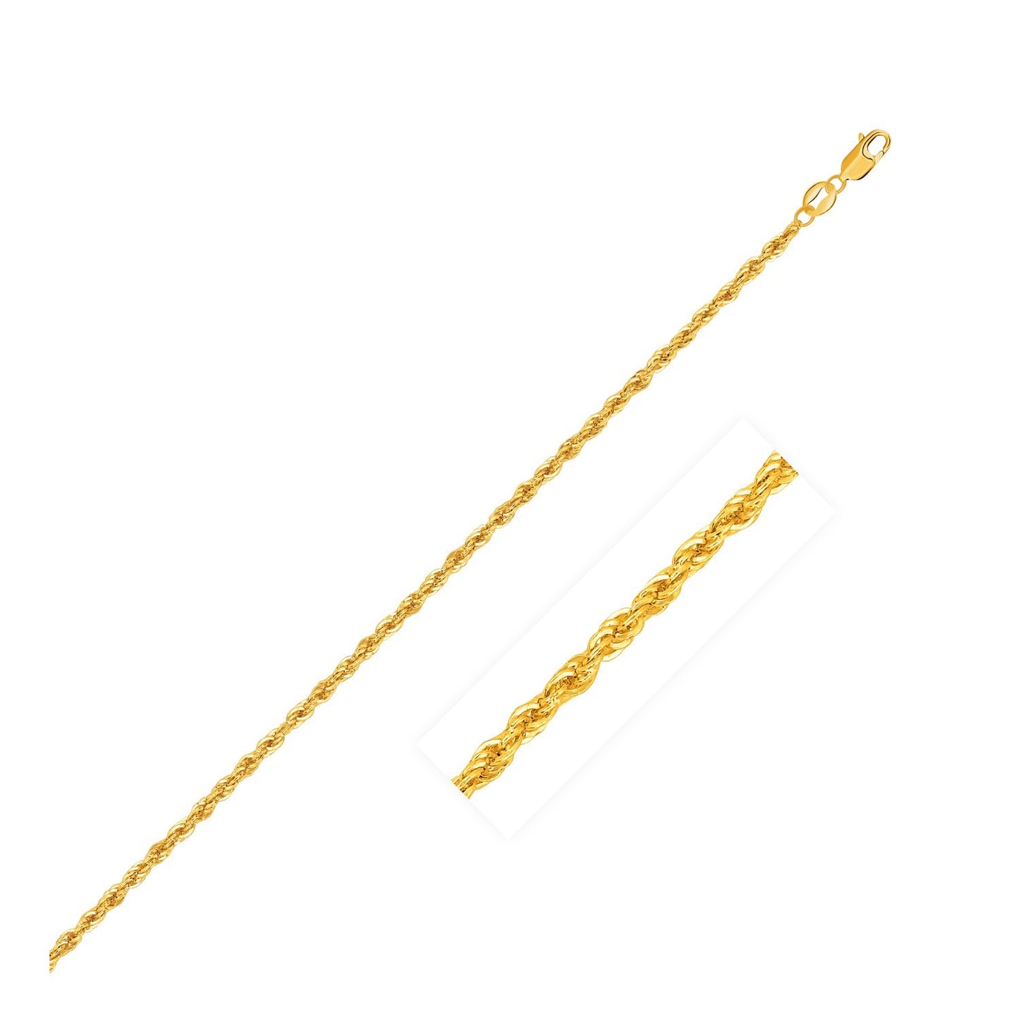 Lite Rope Chain Bracelet in 14k Yellow Gold (1.50 mm)