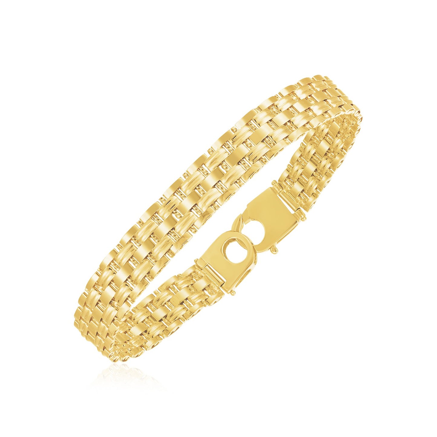 14k Yellow Gold High Polish Panther Link Bracelet (10.00 mm)