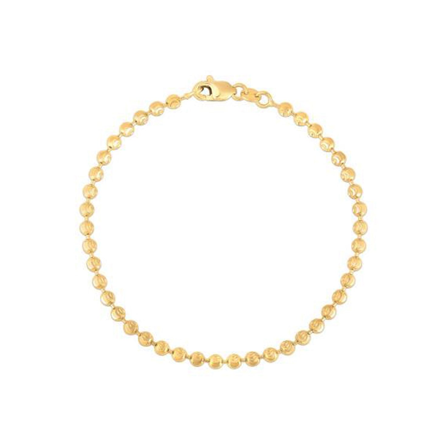 Moon Cut Bead Chain Bracelet in 14k Yellow Gold (3.00 mm)