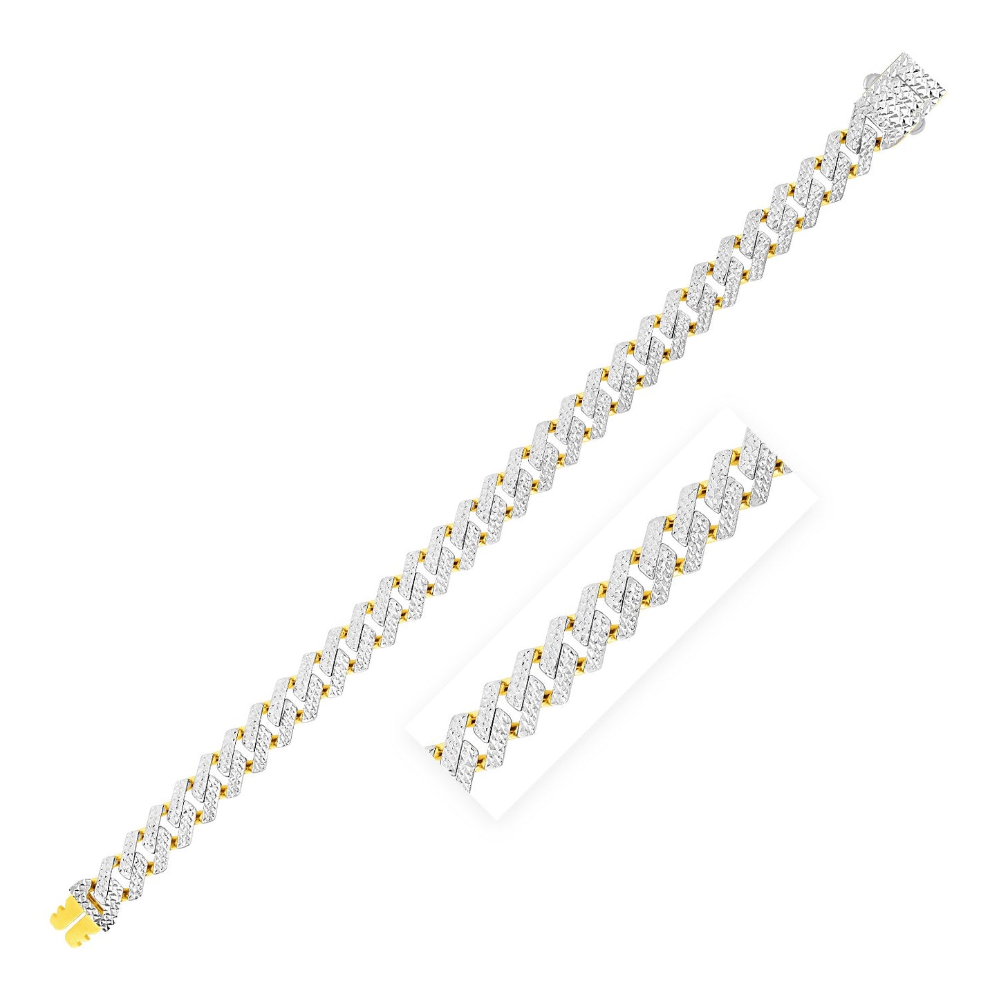 14k Yellow Gold x White Pave Edge Bracelet (18.60 mm)