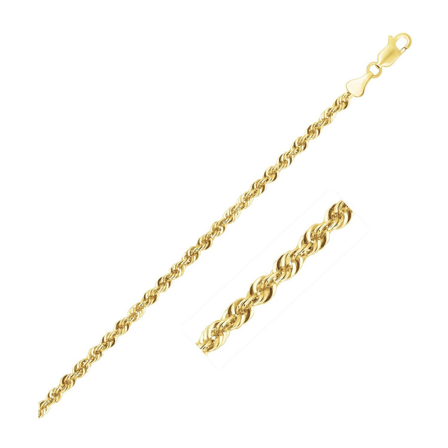 Lite Rope Chain Bracelet in 10k Yellow Gold (2.50 mm)
