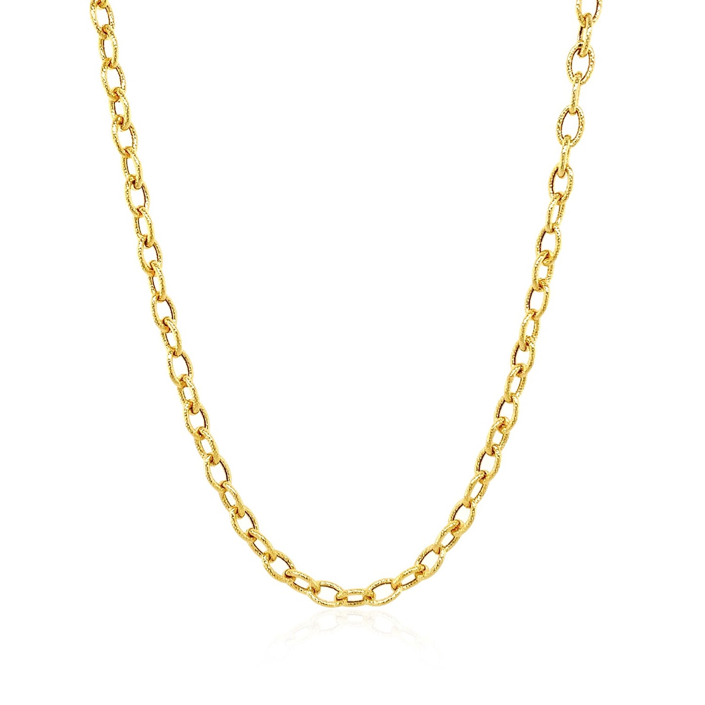 14k Yellow Gold Pendant Chain with Textured Links (3.30 mm)