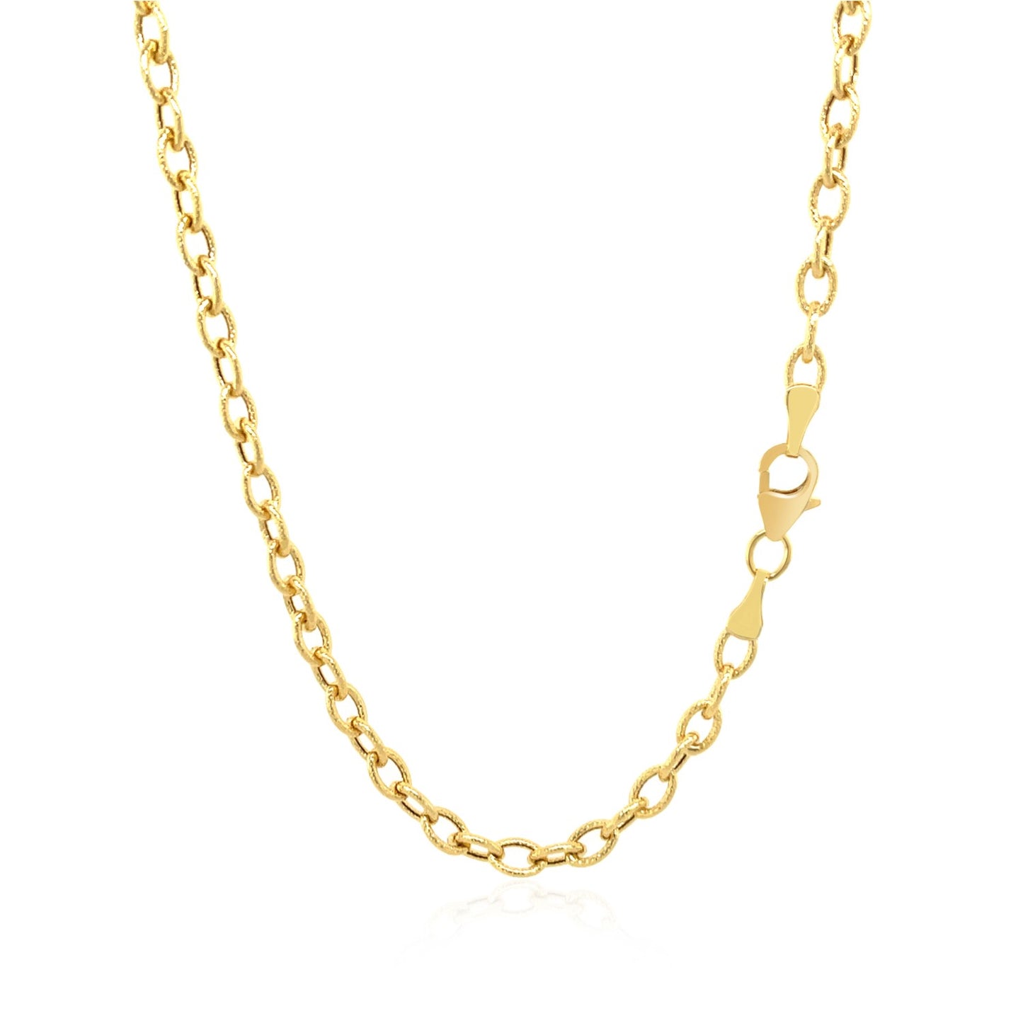 14k Yellow Gold Pendant Chain with Textured Links (3.30 mm)