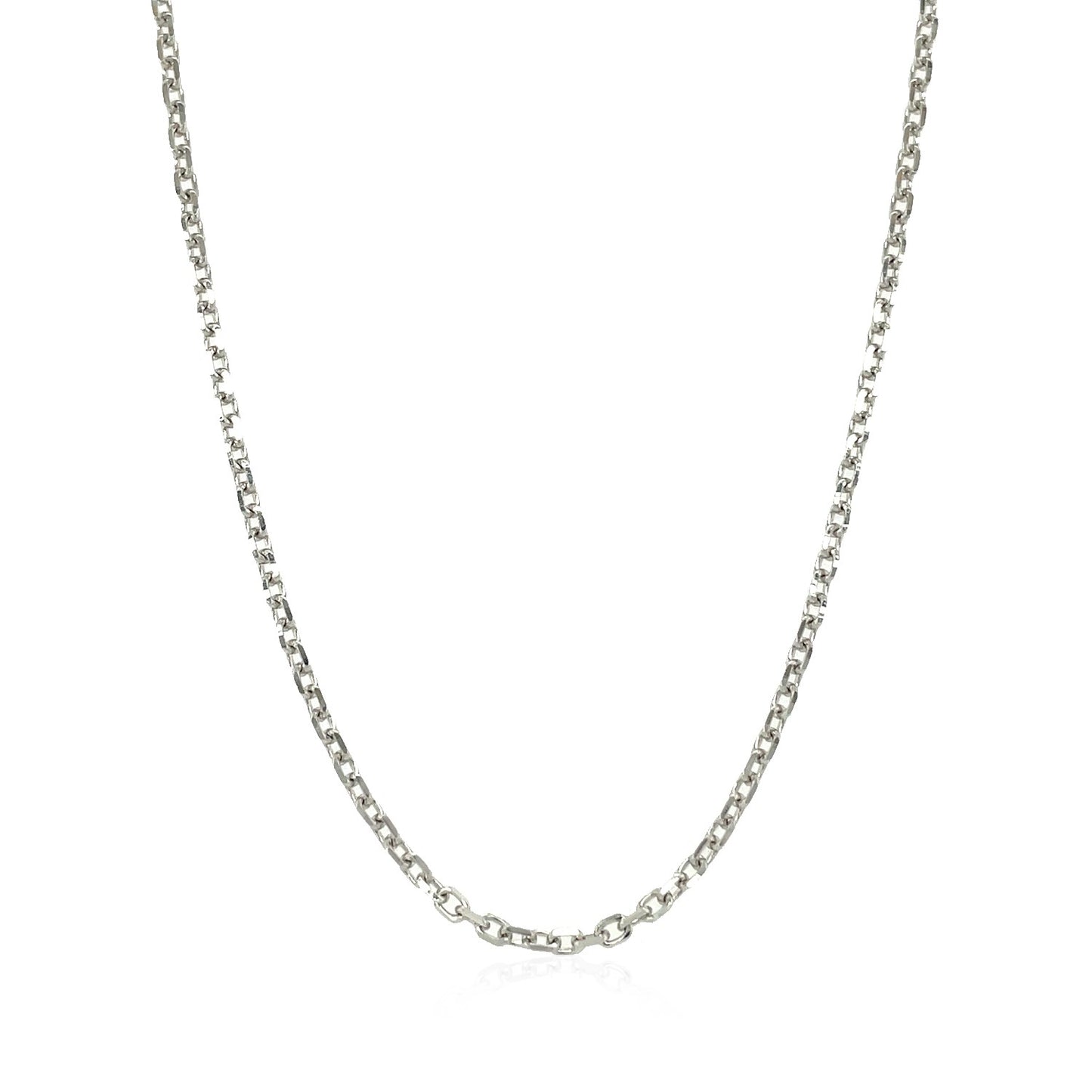 14k White Gold Diamond Cut Cable Link Chain (1.90 mm)