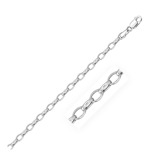 14k White Gold Oval Rolo Chain (4.60 mm)