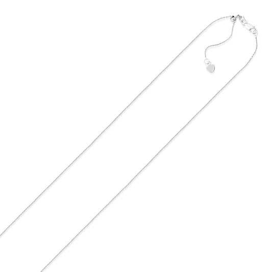 14k White Gold Adjustable Cable Chain (1.10 mm)