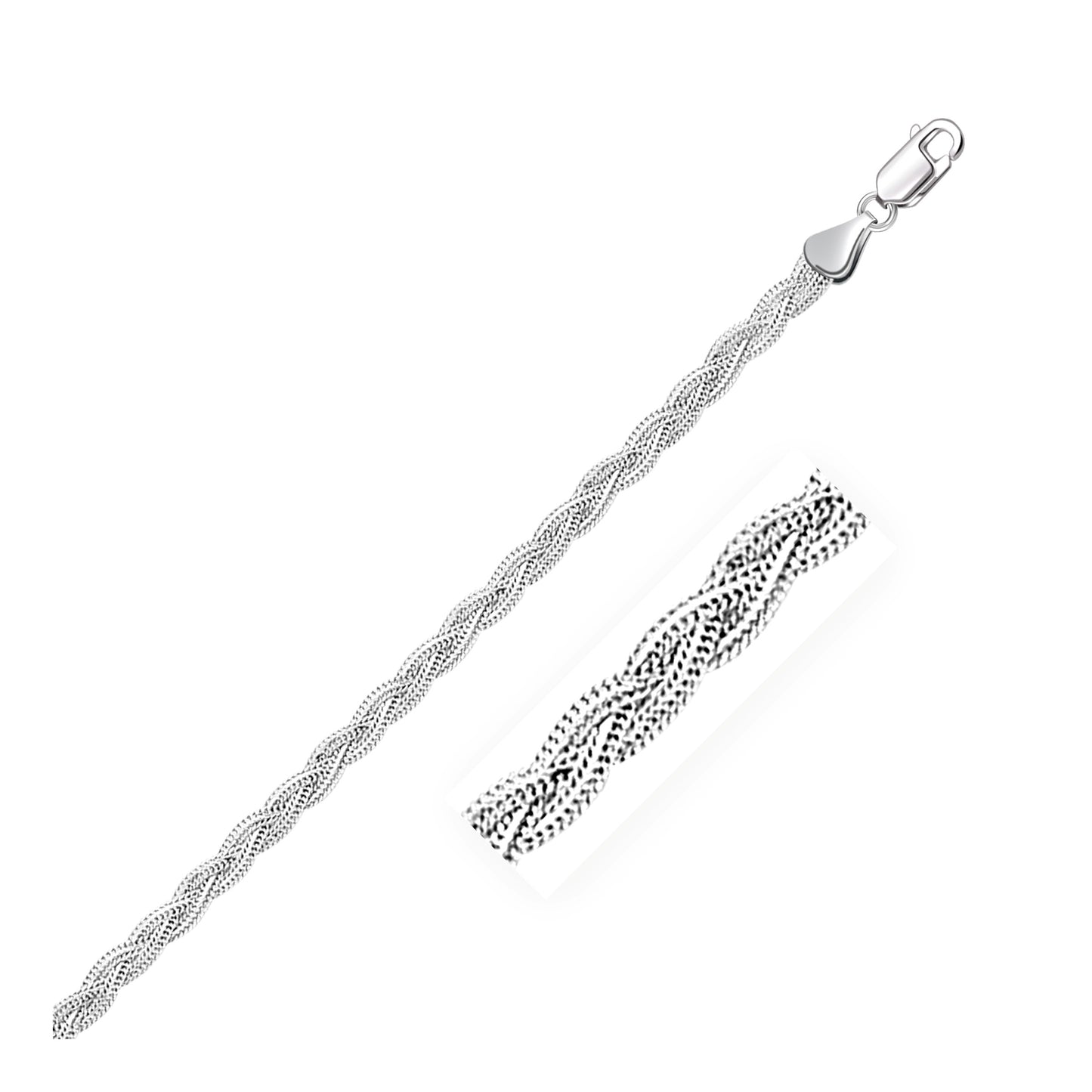 14k White Gold Braided Bracelet  (3.50 mm)