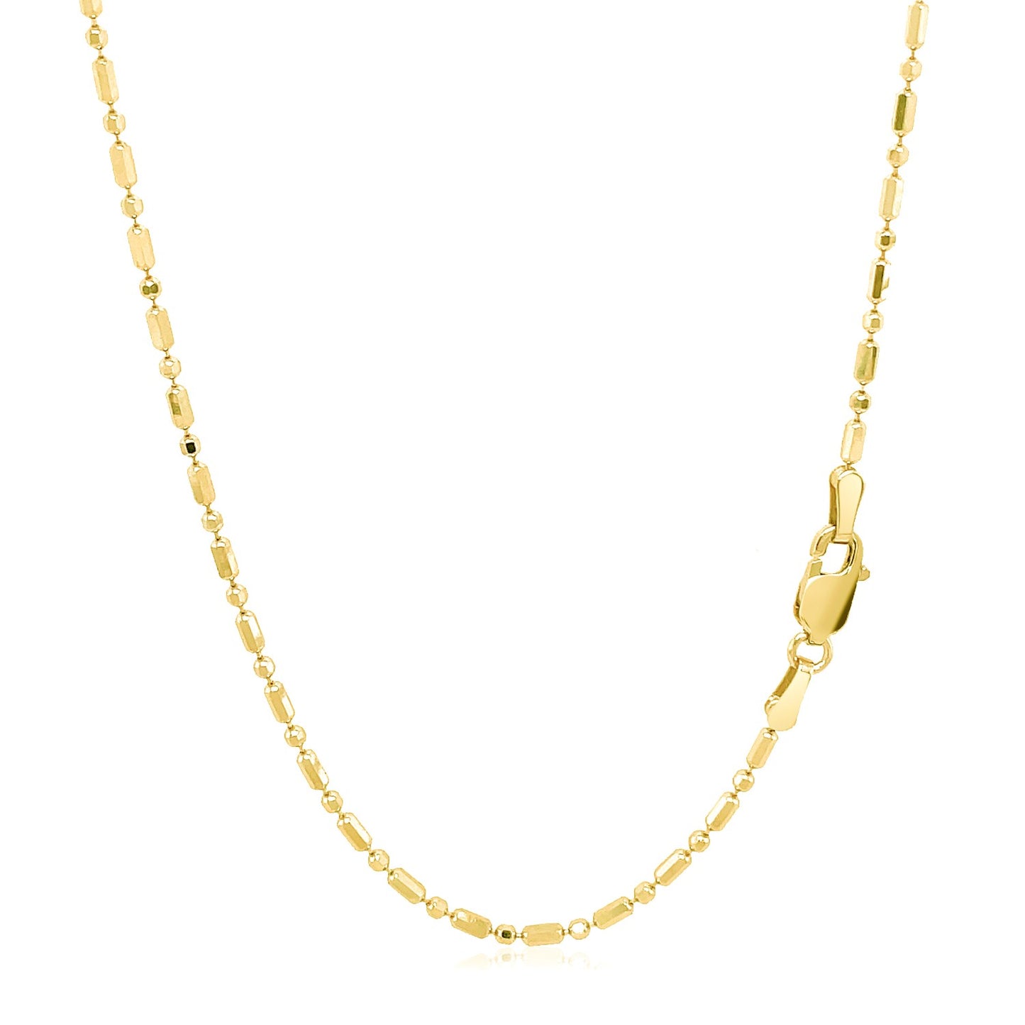 14k Yellow Gold Diamond-Cut Alternating Bead Chain (1.30 mm)