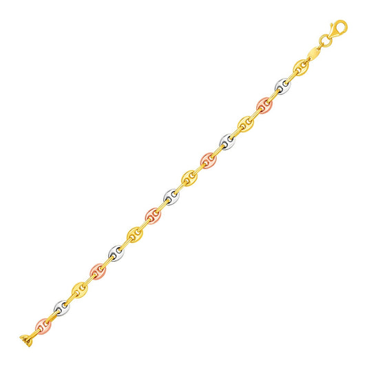 14k Tri Color Gold Mariner Link Anklet