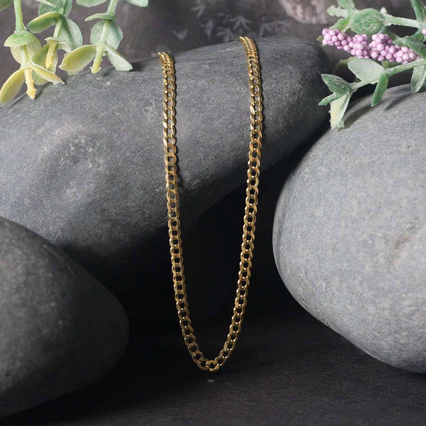 14k Yellow Gold Solid Curb Chain (2.60 mm)