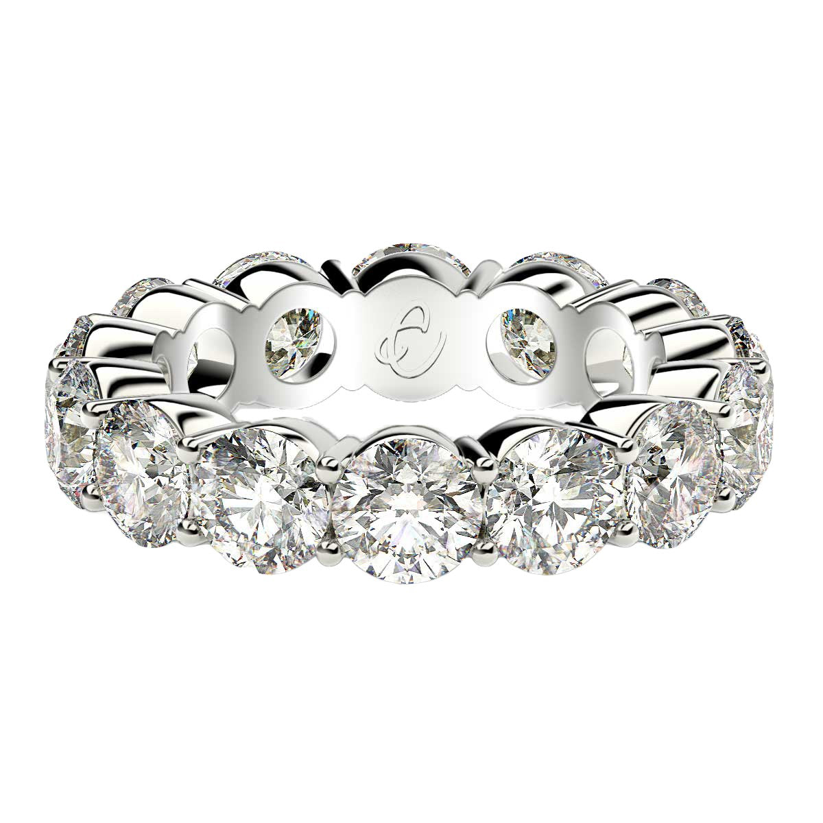 Round Cut Lab Grown Diamond Eternity Ring in 14k White Gold (6 cttw FG/VS2)