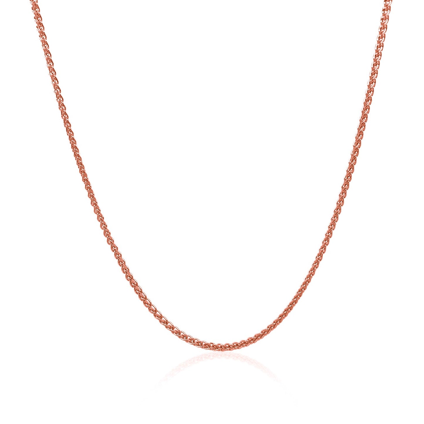 14k Rose Gold Diamond Cut Round Wheat Chain (1.20 mm)