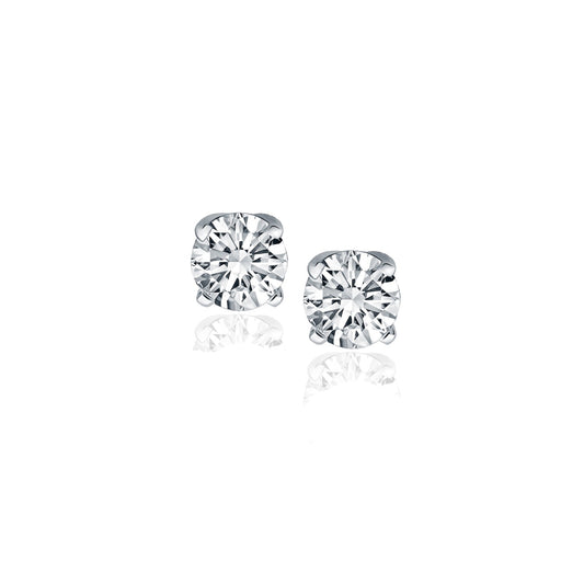 14k White Gold Diamond Four Prong Stud Earrings (1/2 cttw)