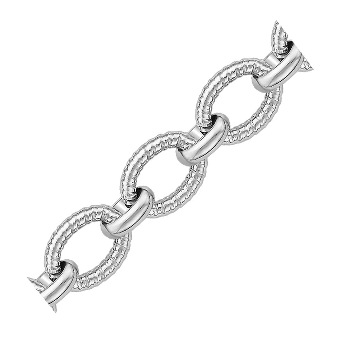 Sterling Silver Oval Cable Design Chain Link Bracelet (9.65 mm)