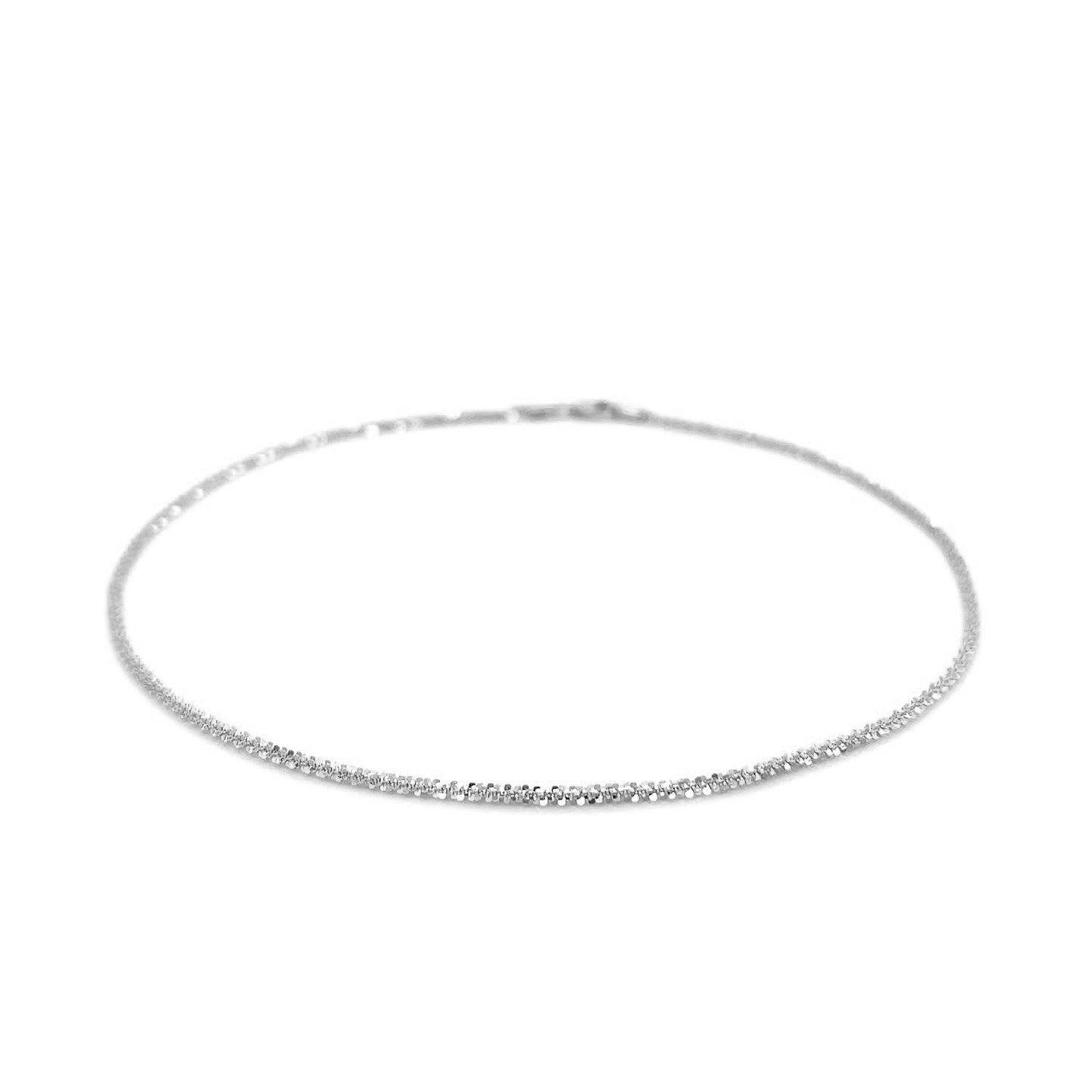 14k White Gold Sparkle Anklet 1.5mm