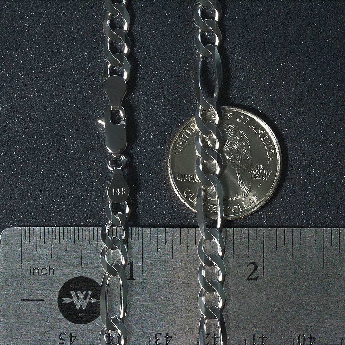 14k White Gold Solid Figaro Chain (6.00 mm)