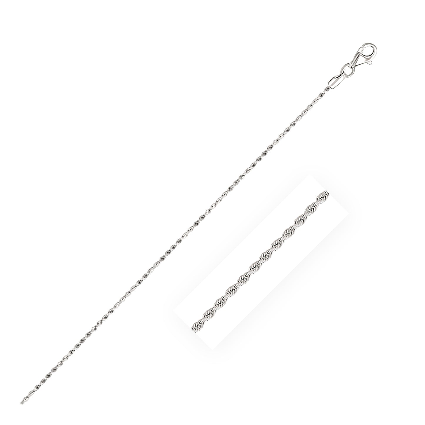 14k White Gold Solid Diamond Cut Rope Chain (1.60 mm)