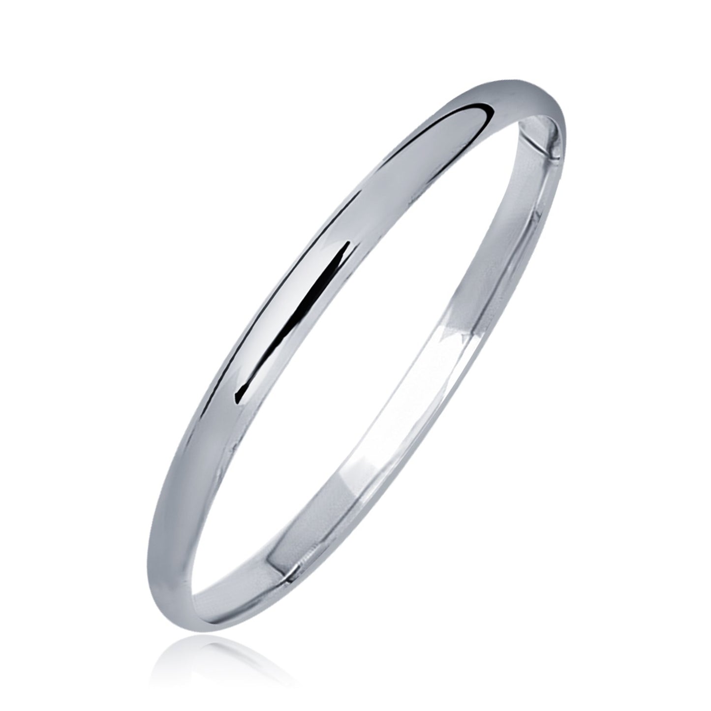 14k White Gold Dome Childrens Bangle with a Polished Finish (5.50 mm)