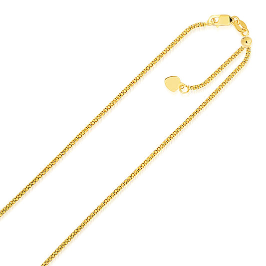 14k Yellow Gold Adjustable Popcorn Chain (1.10 mm)