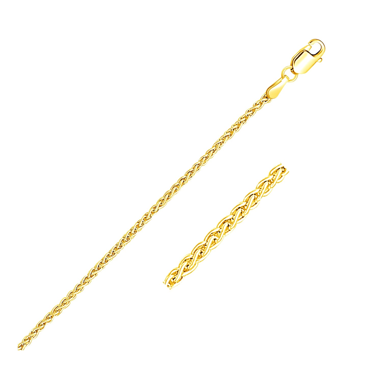 14k Yellow Gold Round Wheat Chain (2.10 mm)