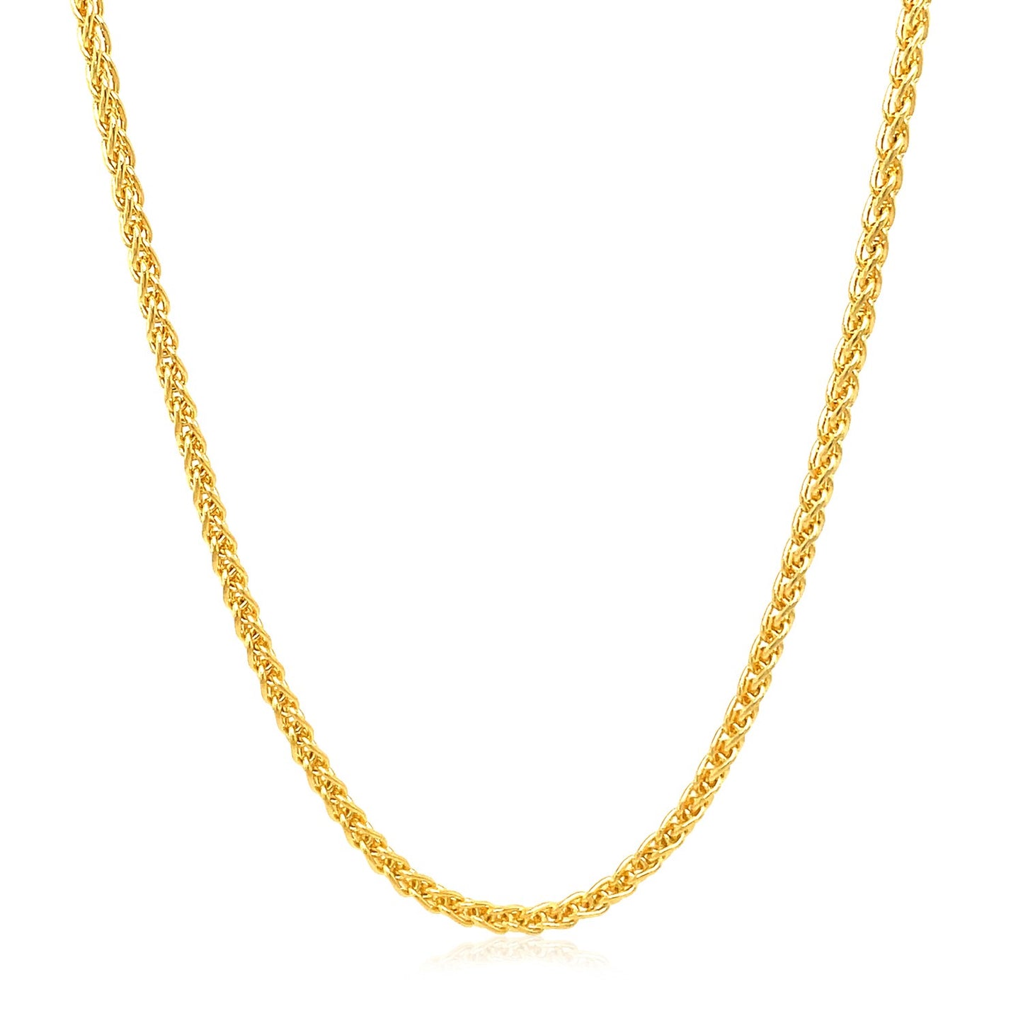 14k Yellow Gold Round Wheat Chain (2.10 mm)