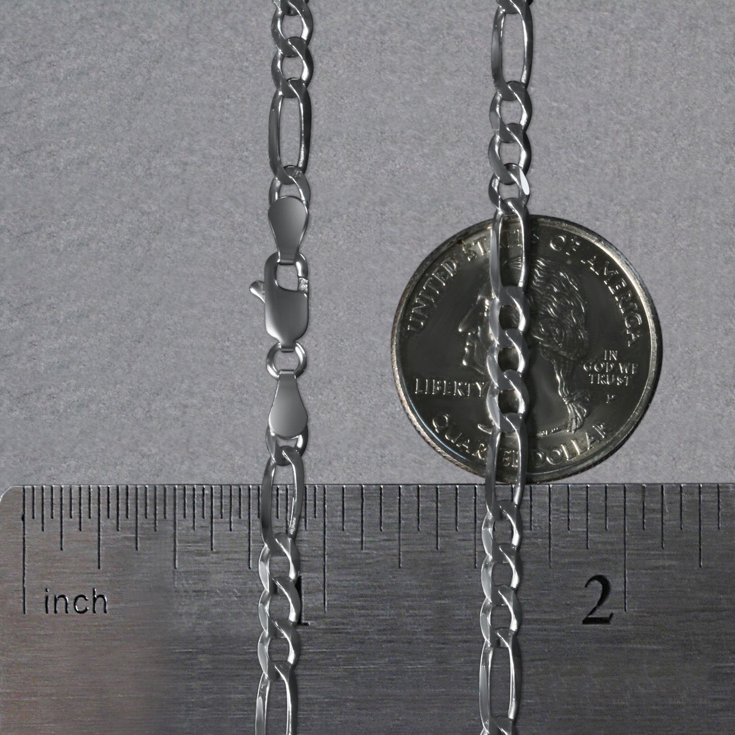 14k White Gold Solid Figaro Chain (3.80 mm)