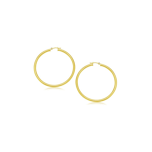 14k Yellow Gold Polished Hoop Earrings (3x15mm)