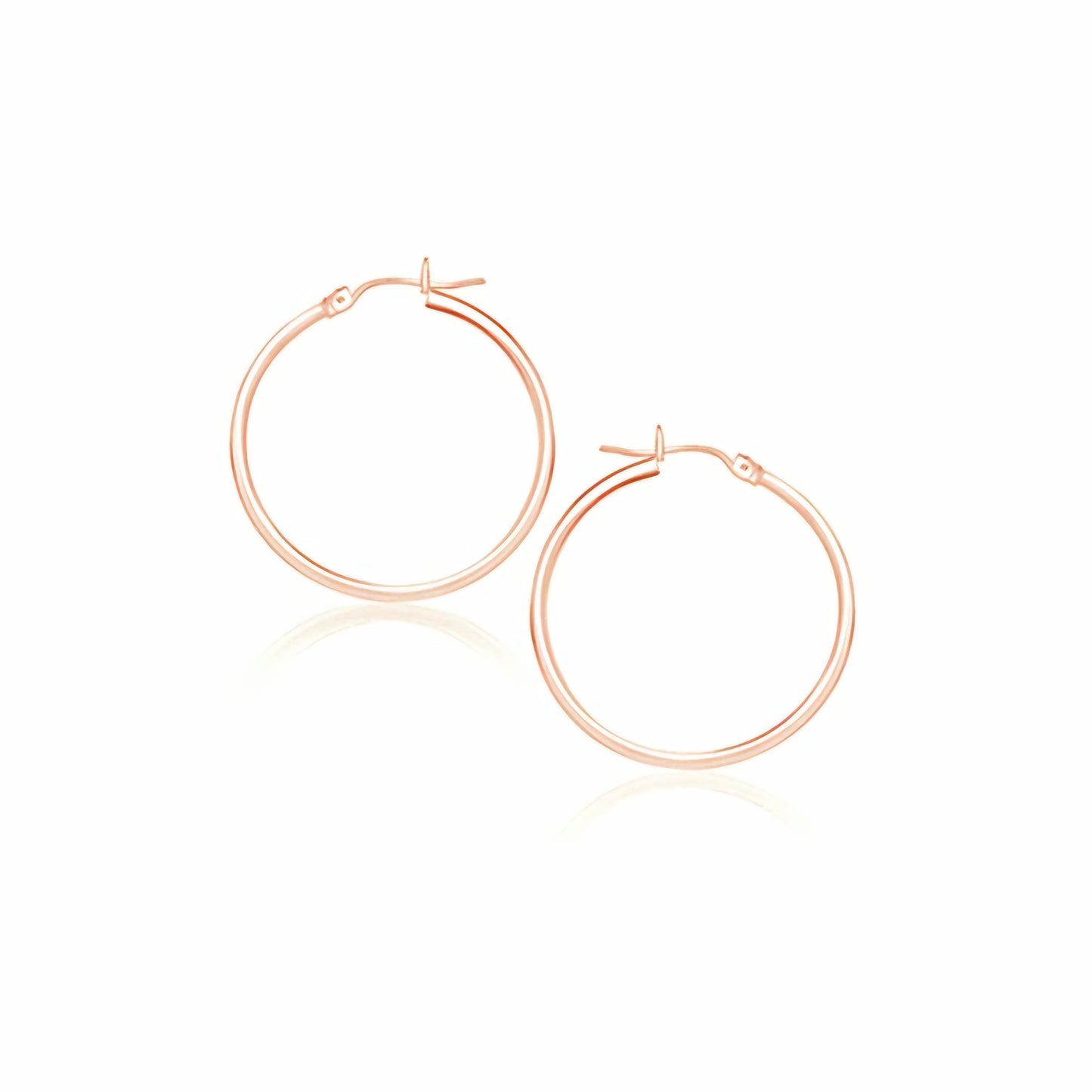 14k Rose Gold Polished Hoop Earrings (2x25mm)