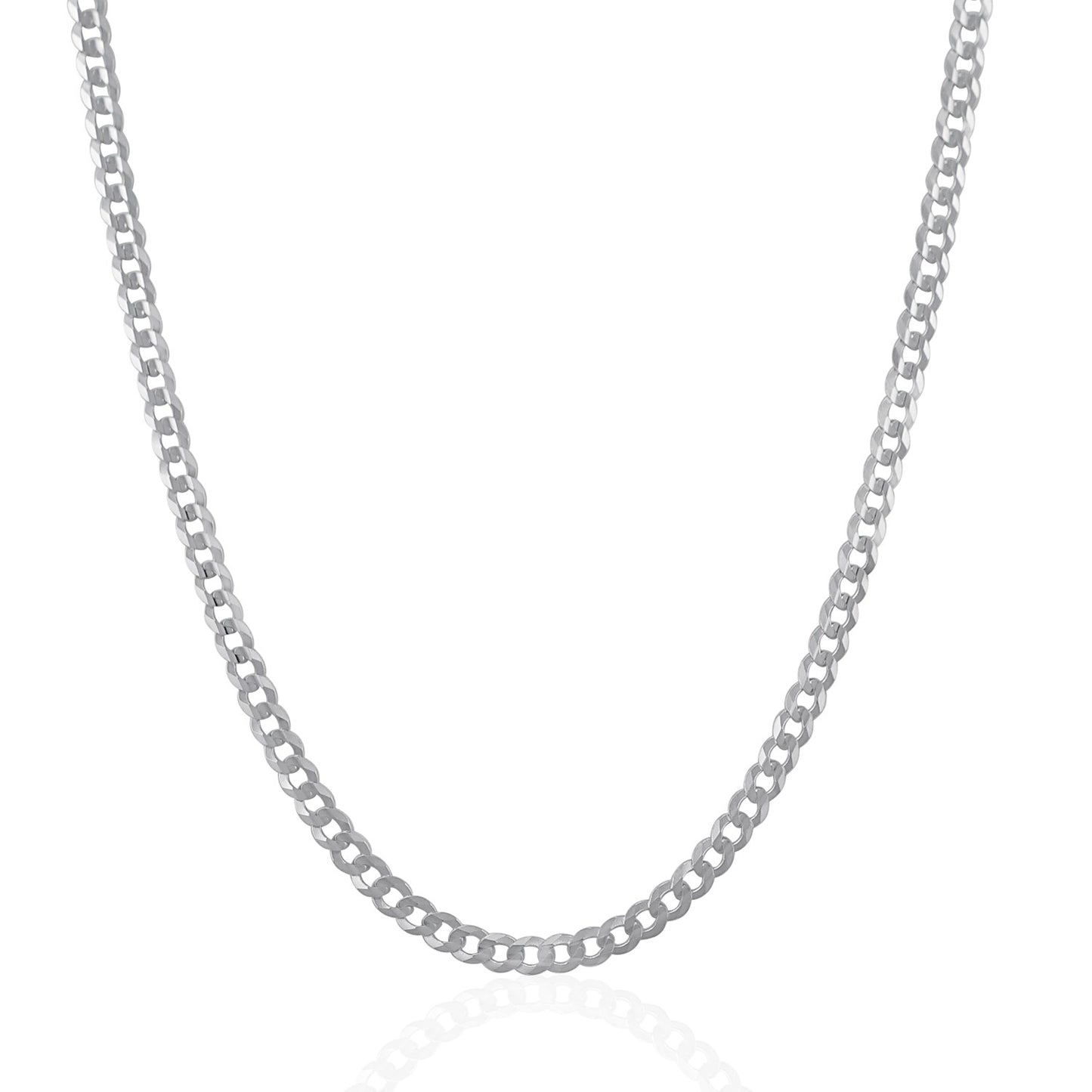 14k White Gold Solid Curb Chain (3.60 mm)