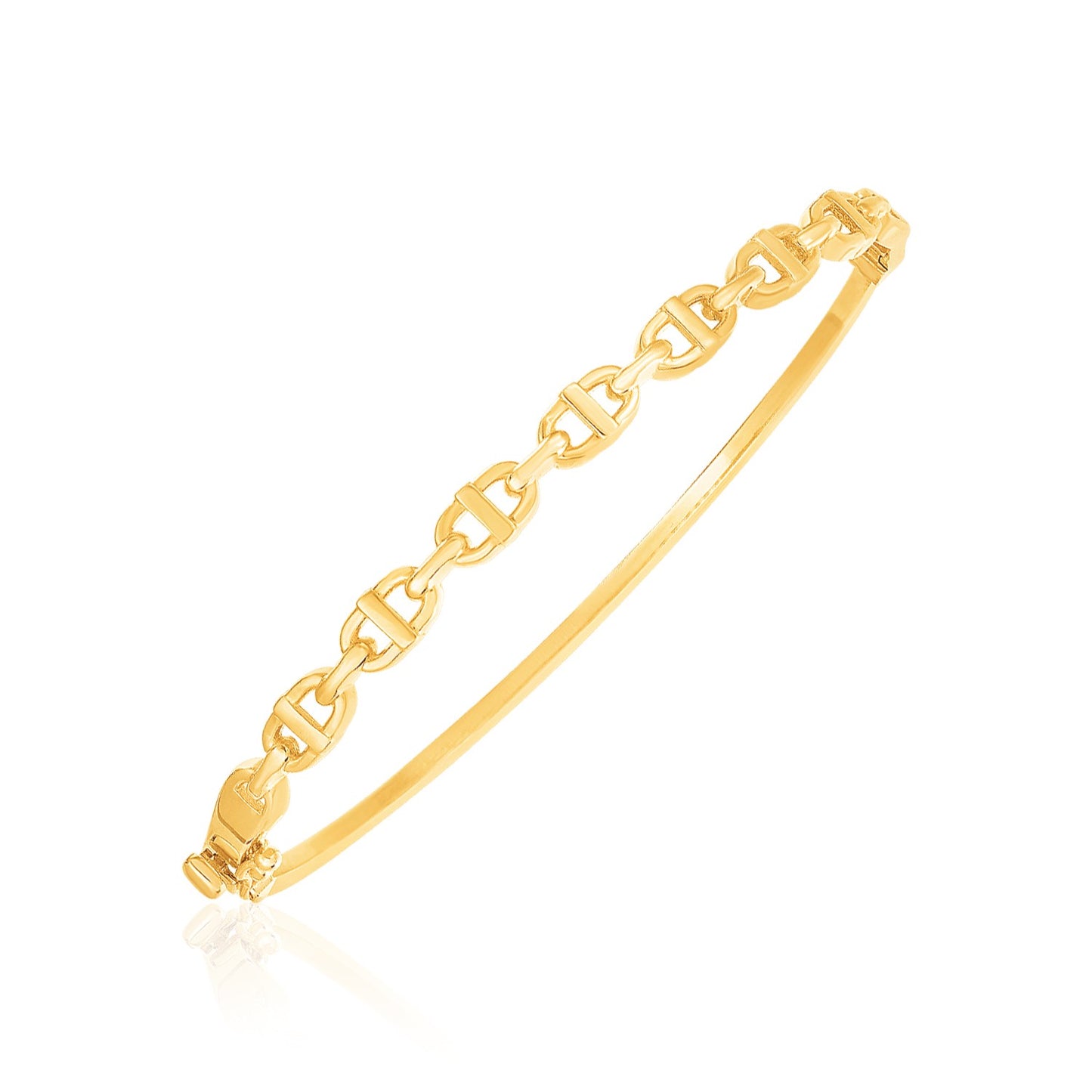 14k Yellow Gold High Polish Puffed Mariner Bangle (5.70 mm)