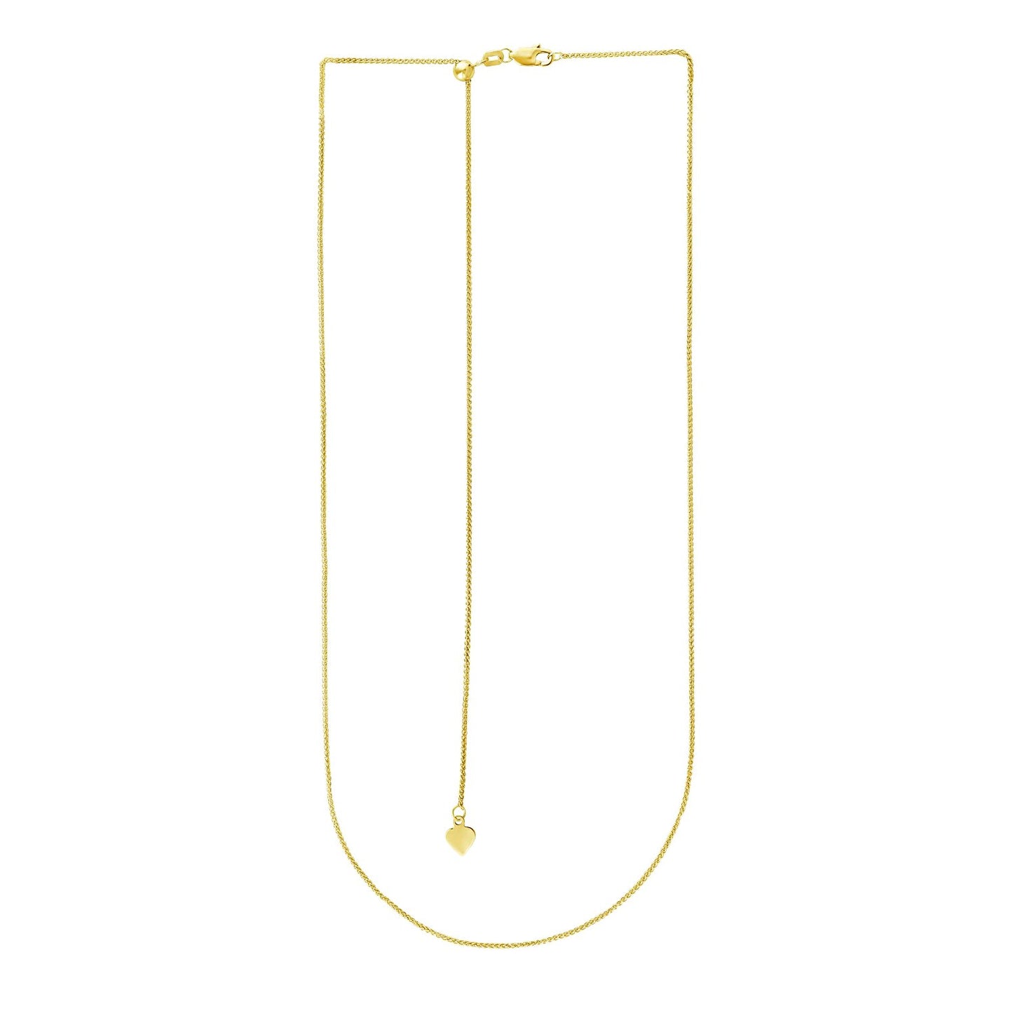 14k Yellow Gold Adjustable Wheat Chain (1.00 mm)