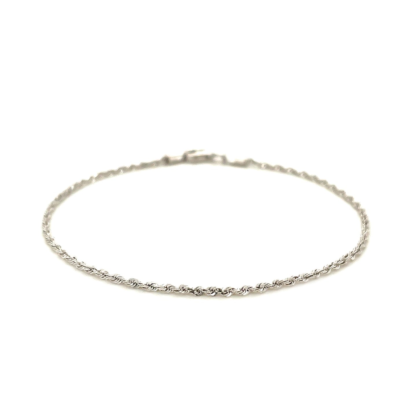 14k White Gold Solid Diamond Cut Rope Bracelet (1.60 mm)