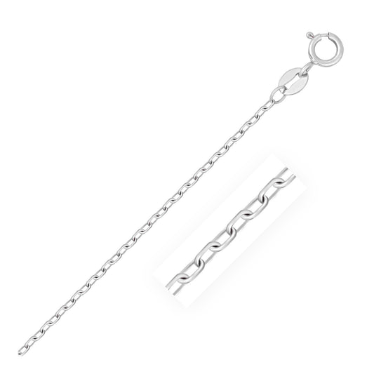 14k White Gold Faceted Cable Link Chain (1.20 mm)