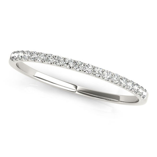 14k White Gold Slim Pave Set Diamond Wedding Band (1/8 cttw)