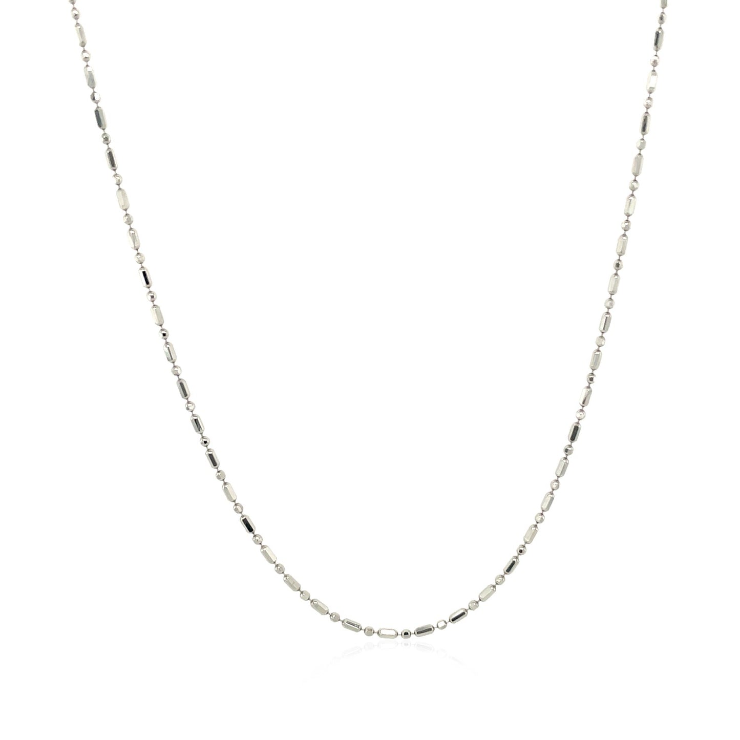 14k White Gold Diamond-Cut Bead Chain (0.90 mm)