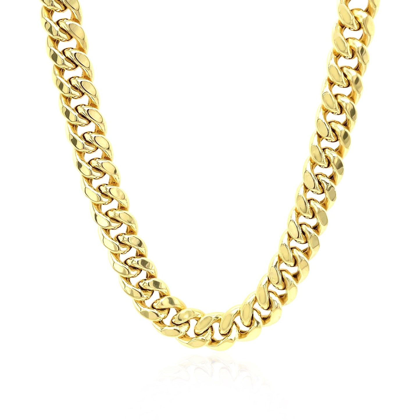 7.25mm 10k Yellow Gold Semi Solid Miami Cuban Chain