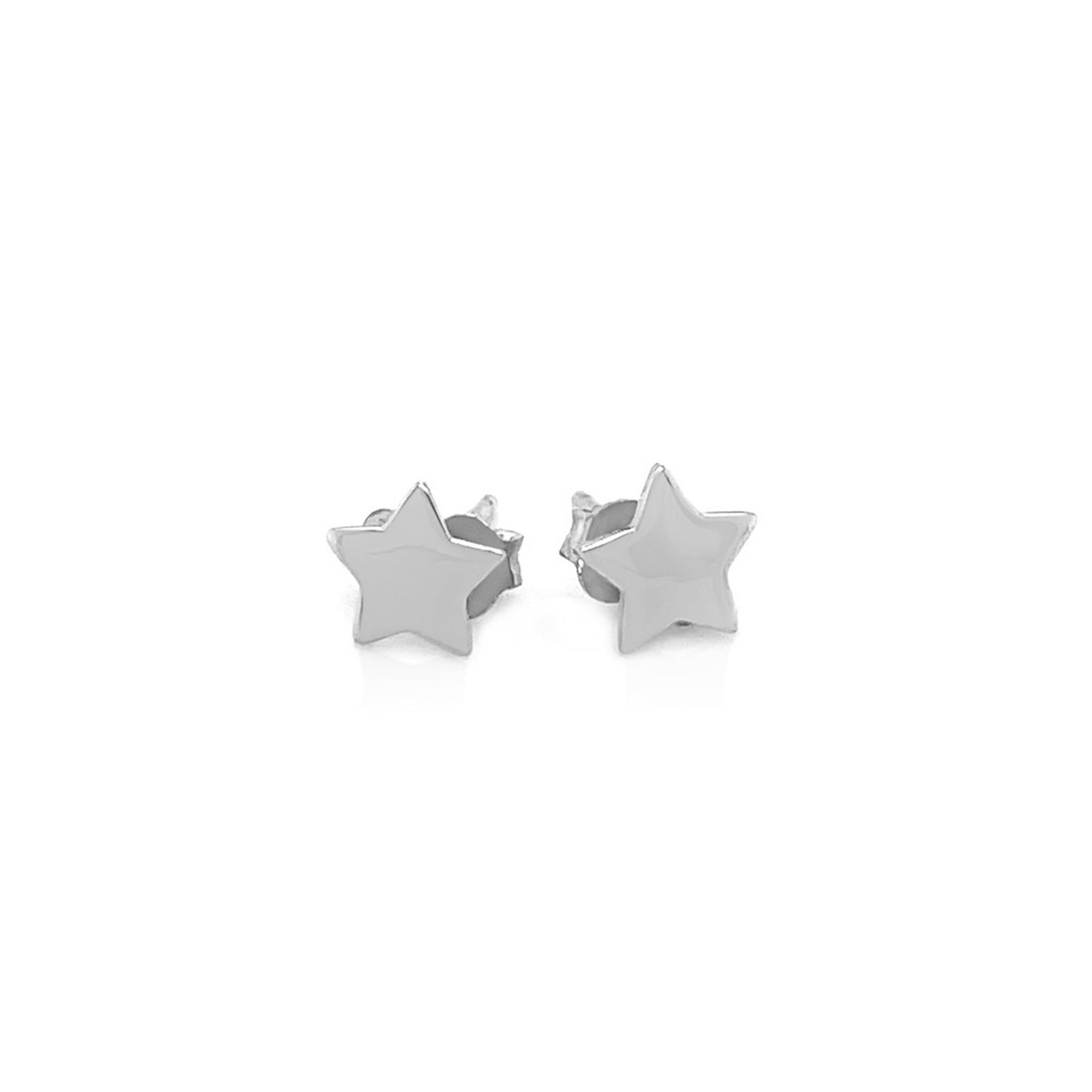 14k White Gold Post Earrings with Stars(6.5mm)