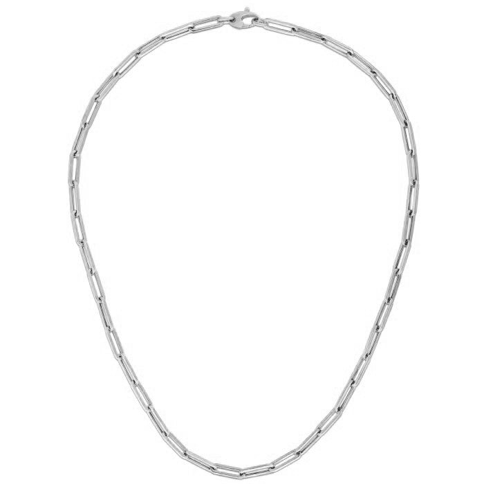 14k White Gold Bold Paperclip Chain (4.20 mm)